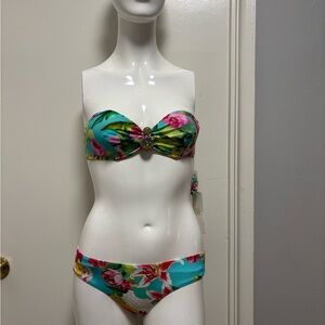 Floral Strapless Bikini Set